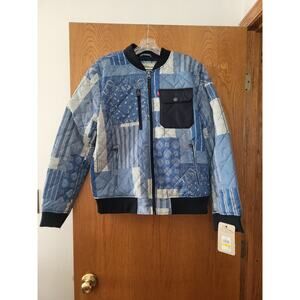 Levi's Lightweight Insulated Pocket Mens Jacket Denim Patchwork Print Medium NWT